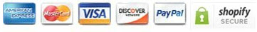 American Express, Mastercard, Visa, Discover, PayPal, Secure checkout